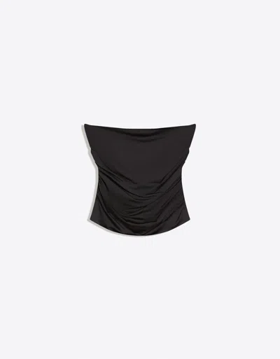 Bershka Ruched Bandeau Top In Black