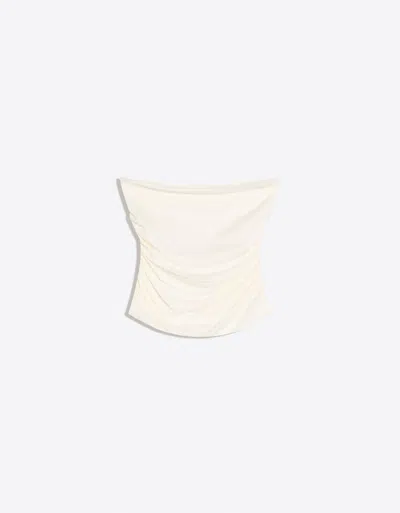 Bershka Ruched Bandeau Top In White
