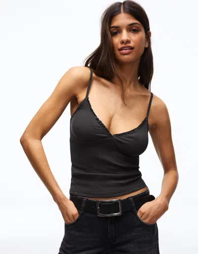 Bershka Ruched Strappy Top In Multi