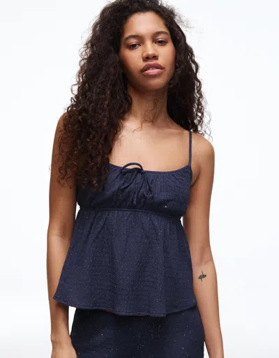 Bershka Rustic Glitter Top In Black