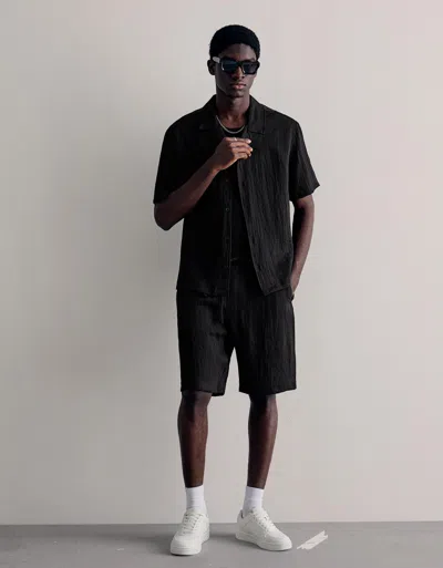 Bershka Rustic Jogger Bermuda Shorts In Black