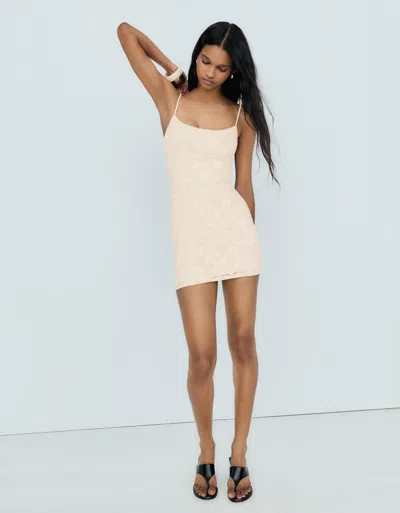 Bershka Rustic Mini Dress In White