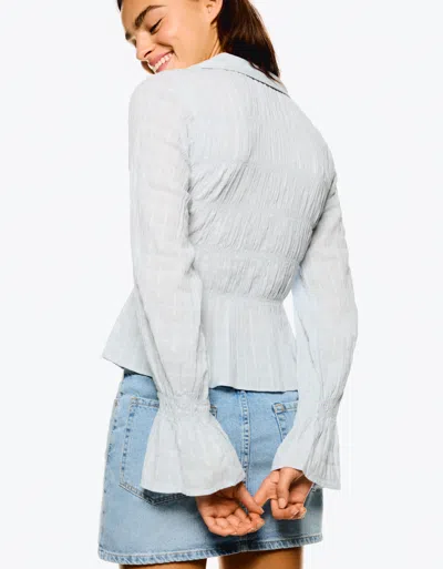 Bershka Rustic Shirt With Gathering In Blue