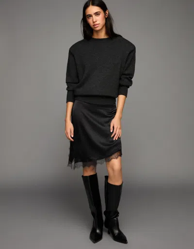 Bershka Sateen Lace Mini Skirt In Black