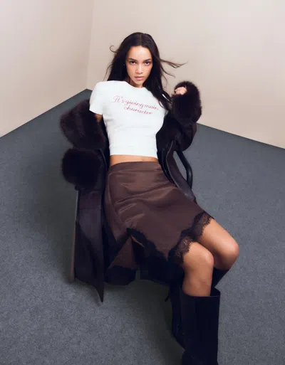 Bershka Sateen Lace Mini Skirt In Multi