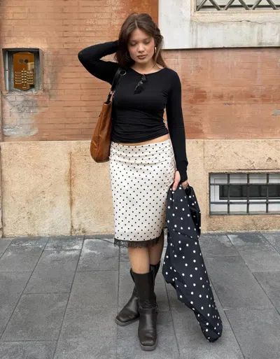 Bershka Sateen Midi Skirt In Multi