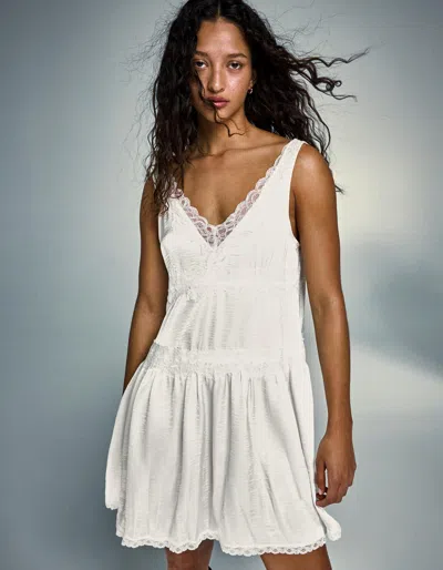 Bershka Sateen Mini Dress In Black