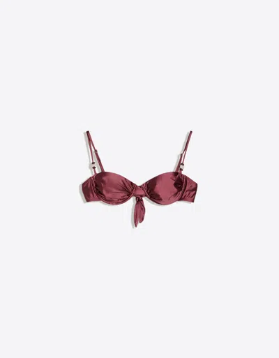 Bershka Satin Bikini Top With Underwire In Brown