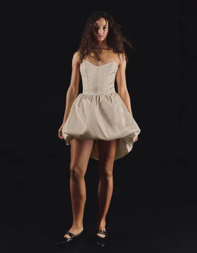Bershka Satin Bustier Dress In Gold