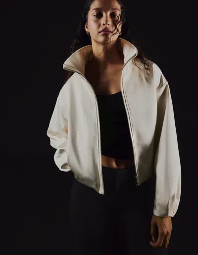 Bershka Satin High Neck Jacket In Gold