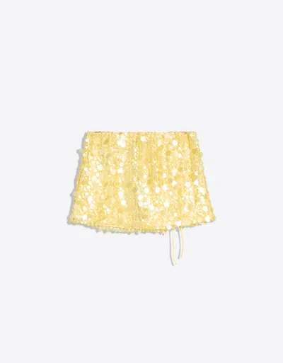 Bershka Sequin Mini Skirt In Yellow