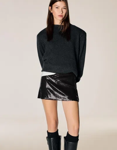 Bershka Sequined Mini Skirt In Black