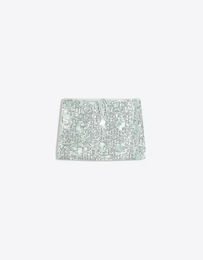 Bershka Sequinned Mini Skirt In Green