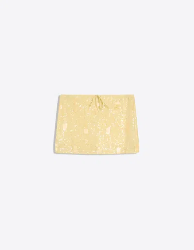 Bershka Sequinned Mini Skirt In Yellow