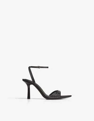 Bershka Shimmery Heeled Sandals In Black