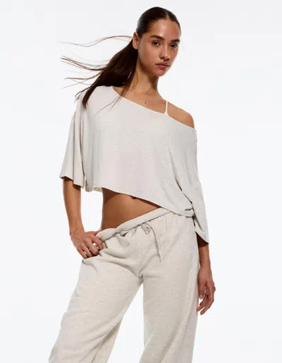 Bershka Short Sleeve Asymmetric T-shirt In Gray