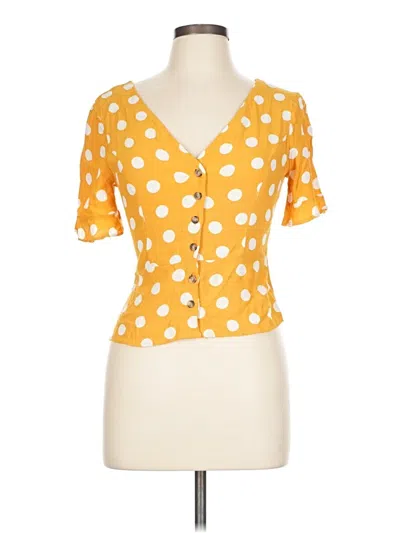 Pre-owned Bershka Short Sleeve Blouse In Yellow