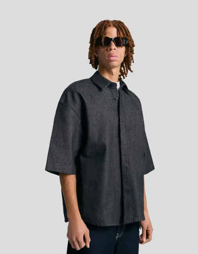 Bershka Short Sleeve Boxy Fit Shirt In Black