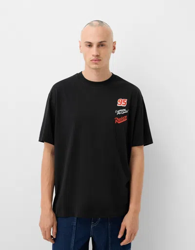 Bershka Short Sleeve Cars Print T-shirt In Black