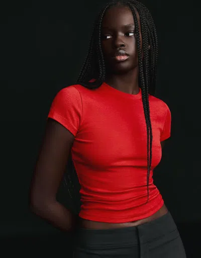 Bershka Short Sleeve Crew Neck T-shirt In Red