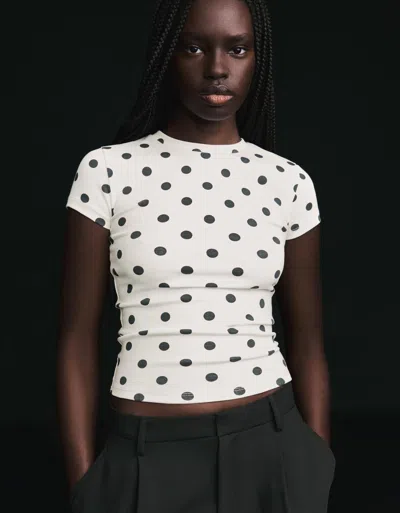 Bershka Short Sleeve Crew Neck T-shirt In White