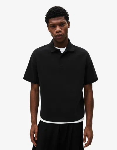 Bershka Short Sleeve Polo Shirt In Black