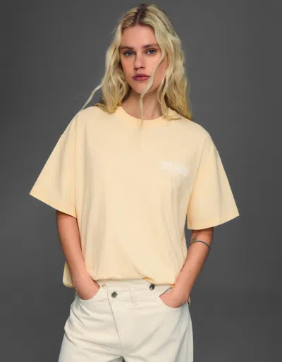 Bershka Short Sleeve Print T-shirt In Pink