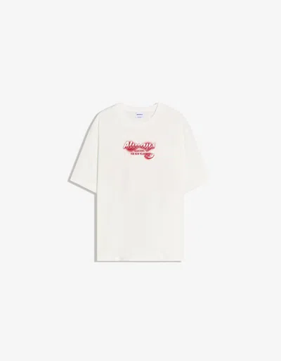 Bershka Short Sleeve Print T-shirt In White