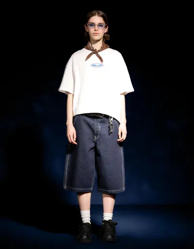 Bershka Short Sleeve Print T-shirt In White