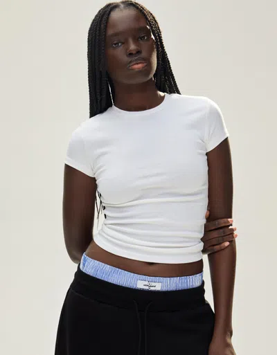 Bershka Short Sleeve T-shirt With A Scoop Neck In White