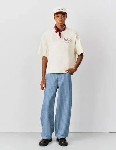 Bershka Short Sleeve T-shirt With Embroidery In Blue