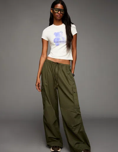 Bershka Short Sleeve T-shirt With Print In Green