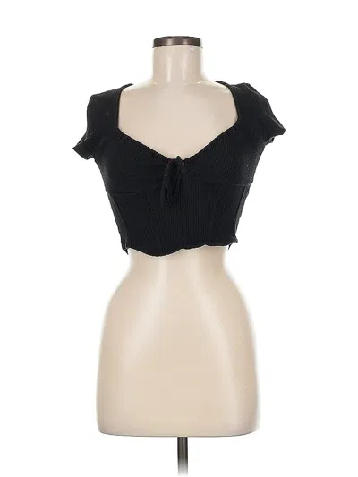 Pre-owned Bershka Short Sleeve Top Black Sweetheart Neckline Tops