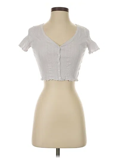 Pre-owned Bershka Short Sleeve Top Gray Sweetheart Neckline Tops