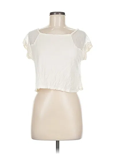 Pre-owned Bershka Short Sleeve Top Ivory Sweetheart Neckline Tops In White