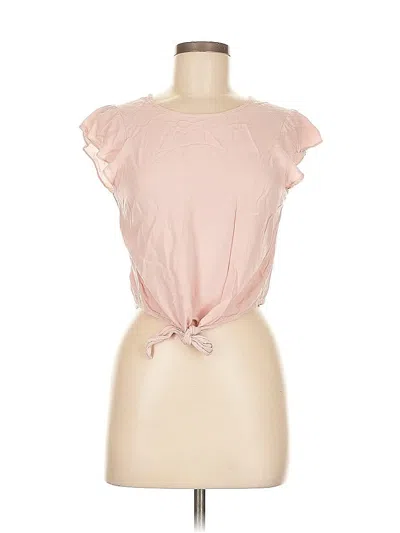 Pre-owned Bershka Short Sleeve Top Pink Keyhole Neckline Tops