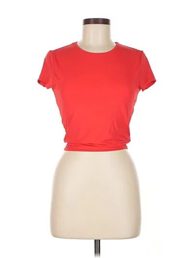 Pre-owned Bershka Short Sleeve Top Red Keyhole Neckline Tops