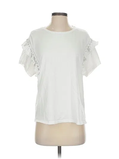 Pre-owned Bershka Short Sleeve Top White Ruffles Neckline Tops