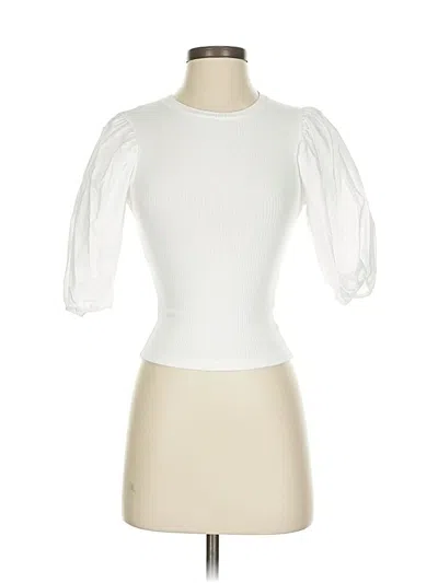 Pre-owned Bershka Short Sleeve Top White Sweetheart Neckline Tops