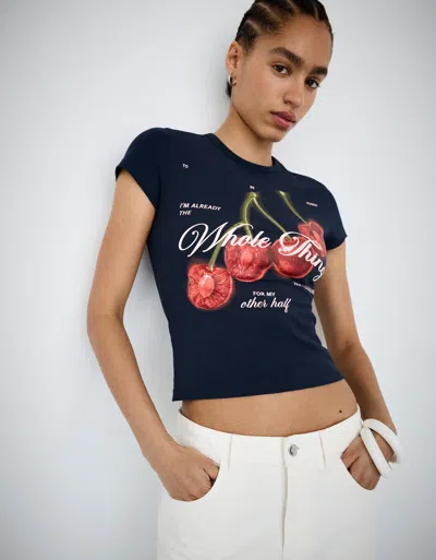 Bershka Short Sleeve T-shirt In Blue