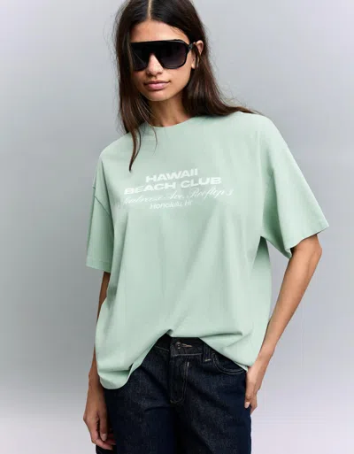 Bershka Short Sleeve T-shirt In Green