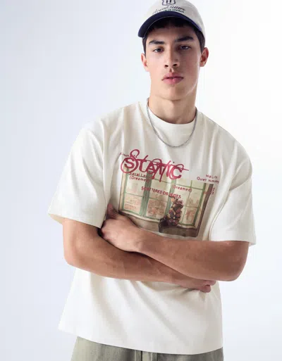 Bershka Short Sleeve T-shirt In White