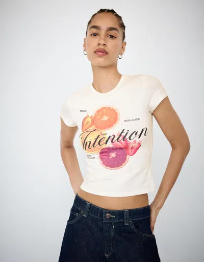 Bershka Short Sleeve T-shirt In White