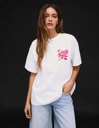 Bershka Short Sleeve T-shirt In White