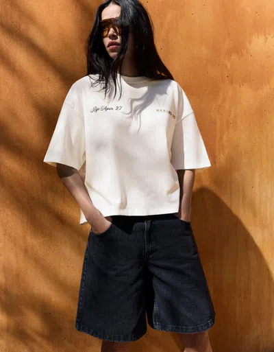 Bershka Short Sleeve T-shirt In White