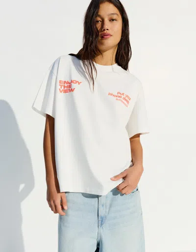 Bershka Short Sleeve T-shirt In White