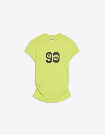 Bershka Short Sleeve T-shirt With Gathered Print In Yellow