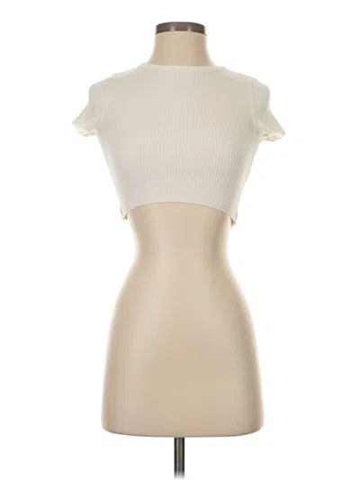 Pre-owned Bershka Short Sleeve Turtleneck In Ivory