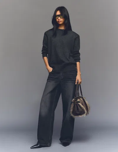 Bershka Shoulder Pad Sweater In Black