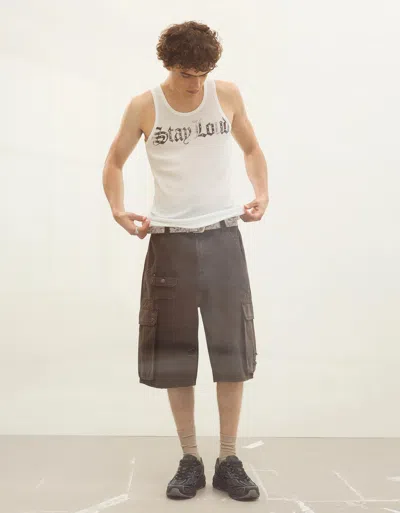 Bershka Skater Cargo Bermuda Shorts In Brown